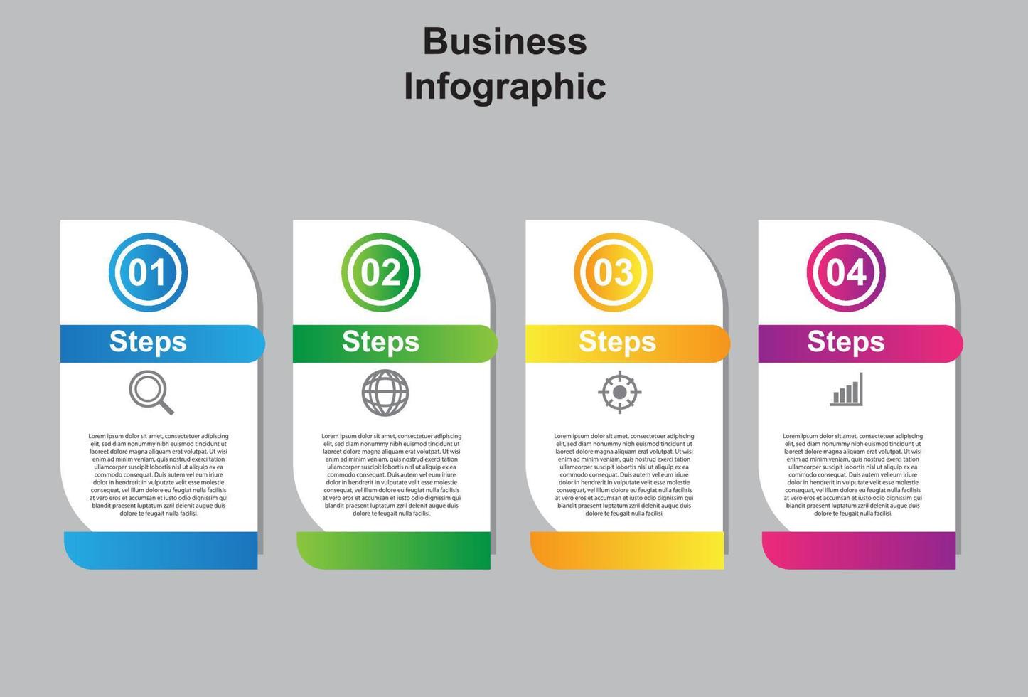 Modello di elemento infografico colorato in 4 fasi. design per la presentazione. vettore