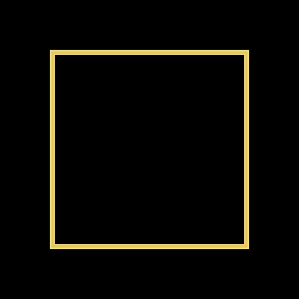 cornice dorata quadrata su sfondo nero vettore
