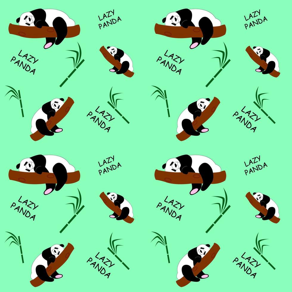 il simpatico panda dorme su un ramo di un albero. modello senza cuciture per i bambini. illustrazione vettoriale