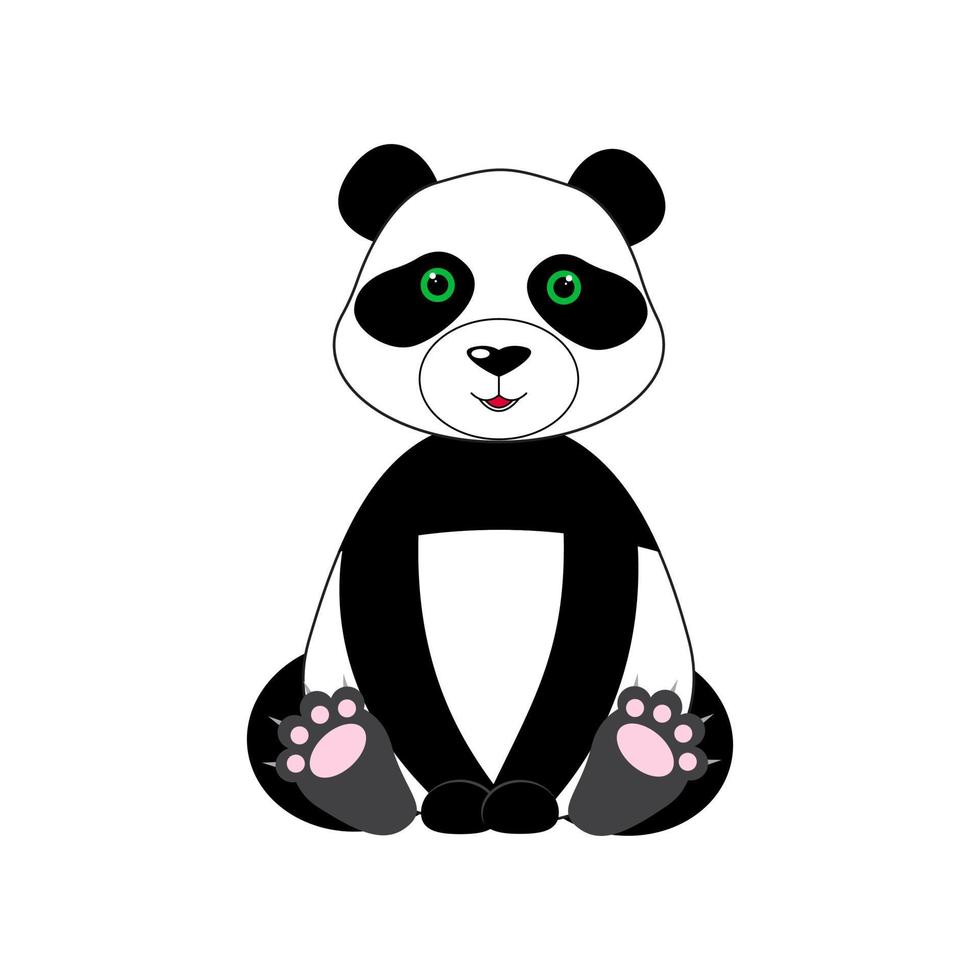 simpatico panda. illustrazione dell'icona di vettore. personaggio dei cartoni animati della mascotte del panda. icona animale concetto bianco isolato. stile cartone animato piatto adatto per pagina di destinazione web, banner, volantino, adesivo, carta vettore