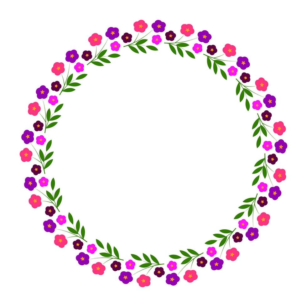 bella cornice decorativa di fiori. fiori rosa su un ramo in un cerchio. cornice floreale rotonda per foto o testo. illustrazione vettoriale isolato su sfondo trasparente