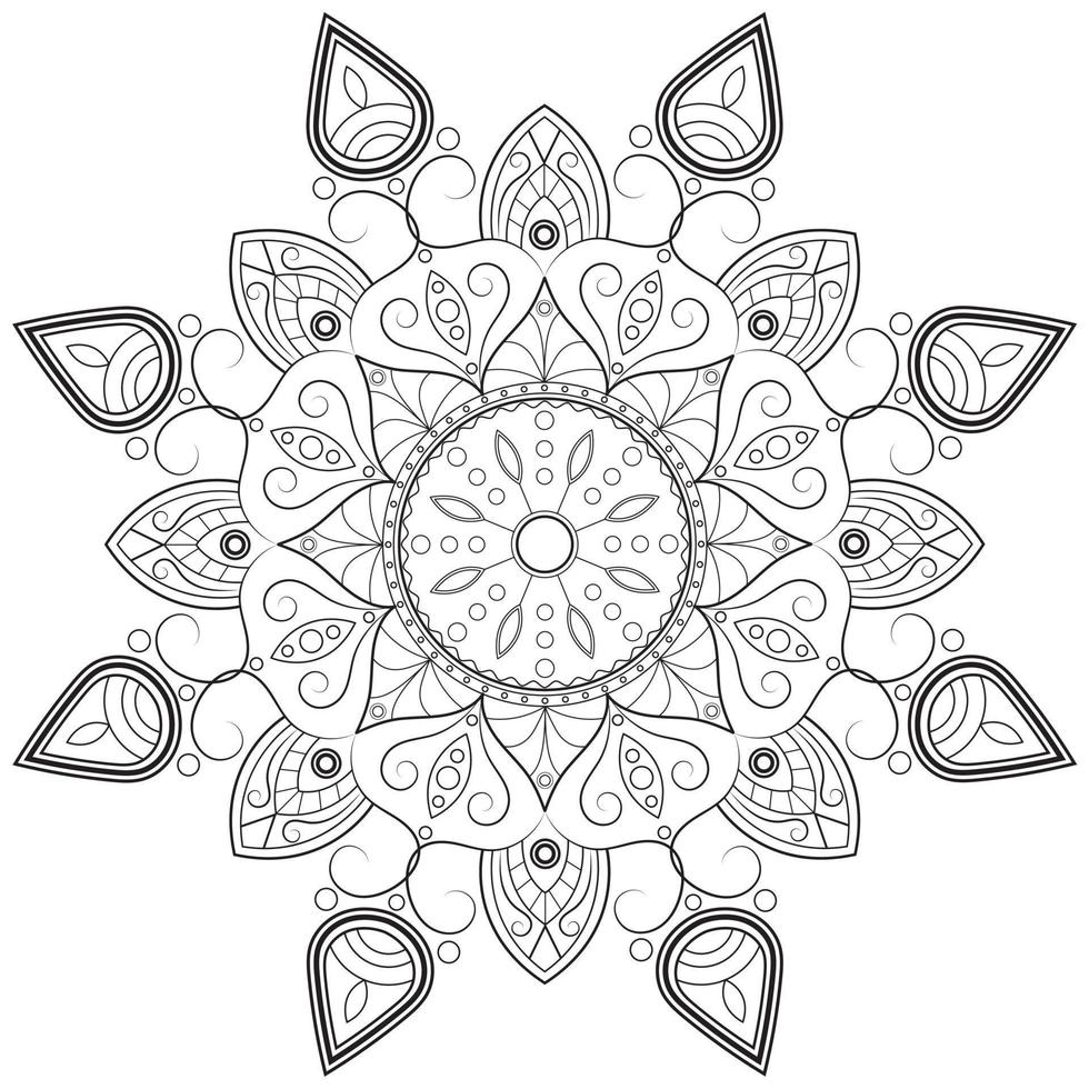 circolare a forma di mandala per henné, mehndi, tatuaggi, decorazioni. ornamento decorativo in stile etnico orientale. pagina del libro da colorare. illustrazione vettoriale isolato su sfondo bianco