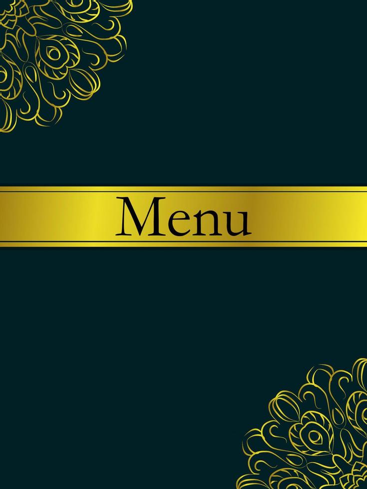 menu per un ristorante o bar. modelli di mandala dorati vintage. illustrazione vettoriale