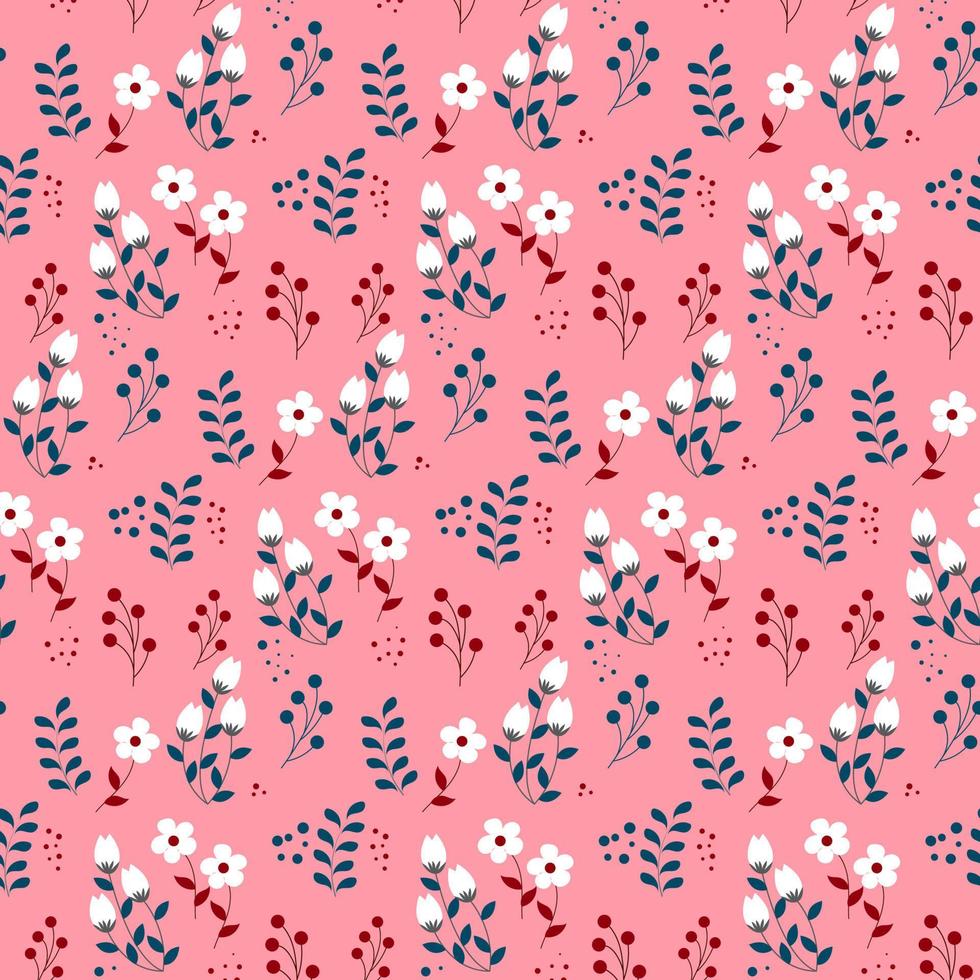 modello senza cuciture di fiori colorati pastello con sfondo rosa. motivi estivi e primaverili. illustrazione vettoriale d'archivio.