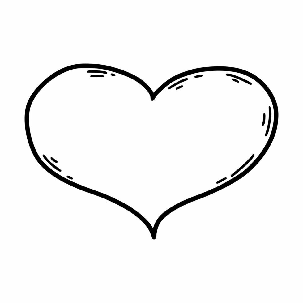 cuore carino in scarabocchi in stile doodle. illustrazione disegnata a mano. etichetta. elemento decorativo da cartolina. vettore