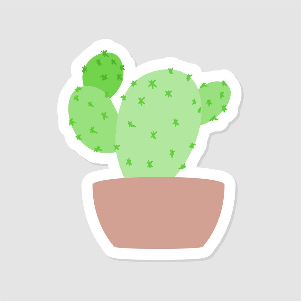 simpatico adesivo estetico mini cactus. illustrazione isolata. stile piatto. vettore