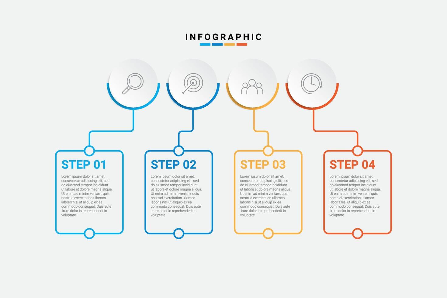 design infografico con icone e 4 opzioni o passaggi. infografica per le imprese vettore