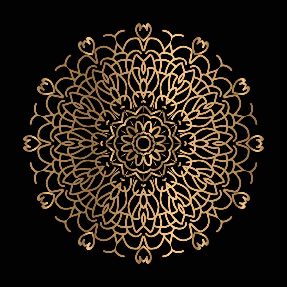 arte vettoriale di motivo circolare a forma di mandala per henné, mehndi, decorazione. illustrazione decorativa in stile etnico orientale colore dorato