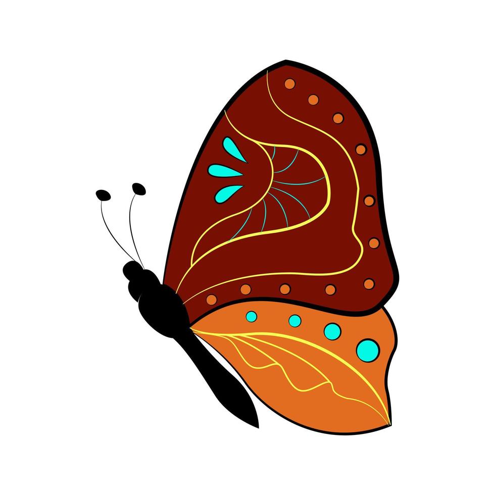 farfalla insetto alato esotico, illustrazione vettoriale. farfalla colorata con grandi ali vettore