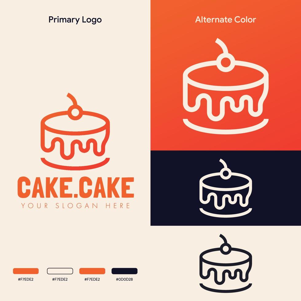 design minimalista semplice del logo della panetteria della torta vettore