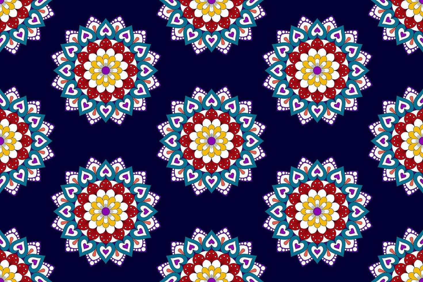 ikat mandala geometrica astratta design etnico senza cuciture. tappeto in tessuto azteco ornamenti mandala decorazioni tessili carta da parati. tribale boho mandala nativi turchia ricamo tradizionale vettore