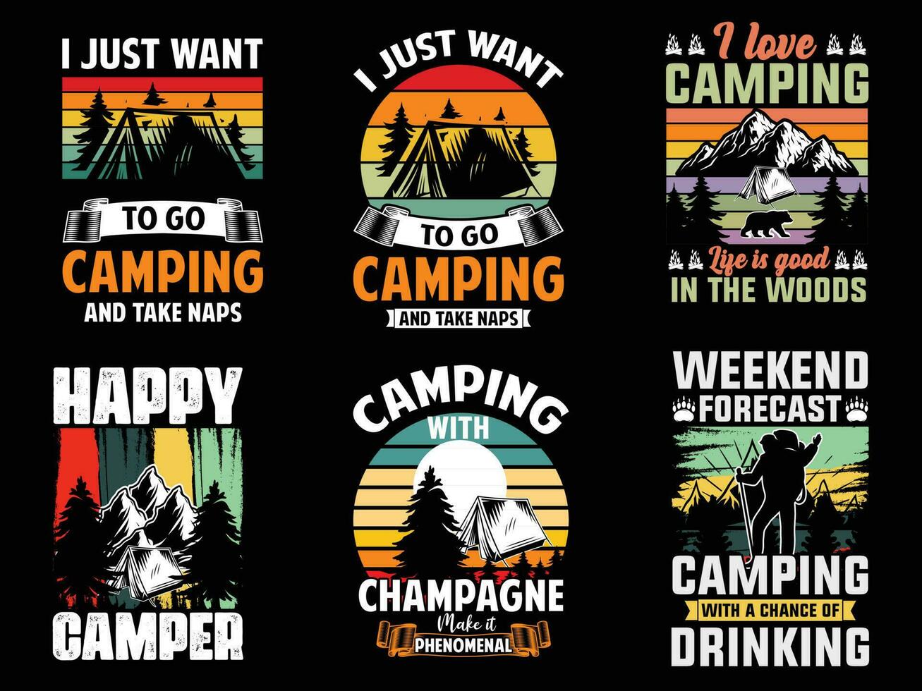download gratuito di design t-shirt da campeggio vettore