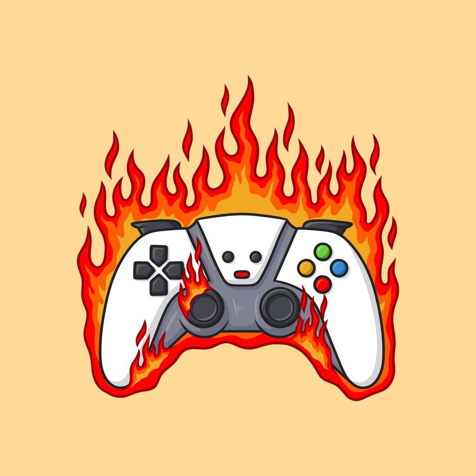 controller di illustrazione del gioco con joystick onfire brucia vettore