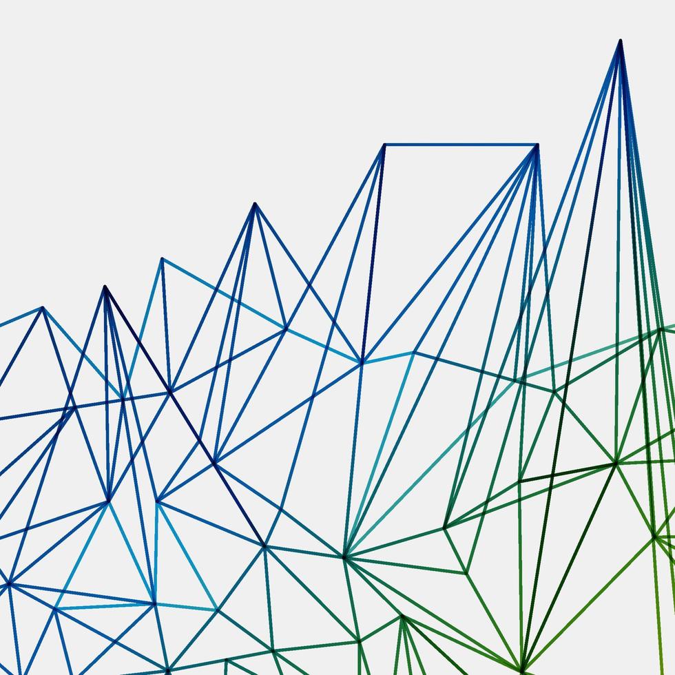 sfondo verde astratto linee techno blu, modello di rete tecnologia geometrica. vettore