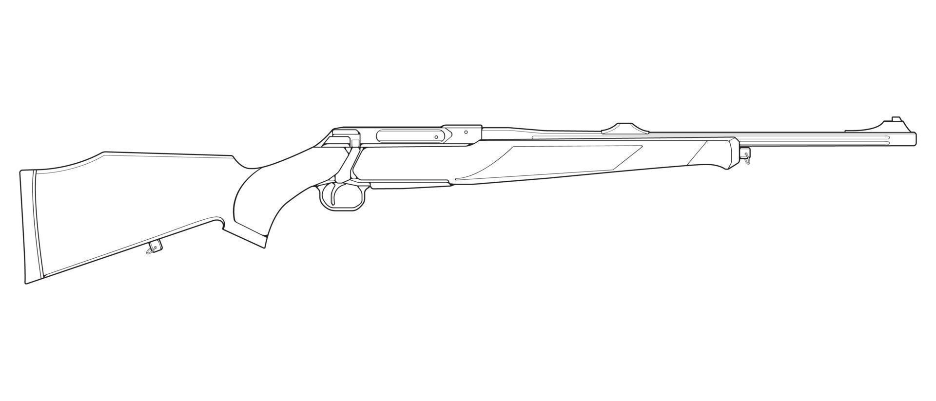 stile artistico della linea di armi da fuoco, pistola da tiro, illustrazione dell'arma, linea vettoriale, illustrazione della pistola, pistola moderna, concetto militare, grafica della pistola per l'addestramento vettore