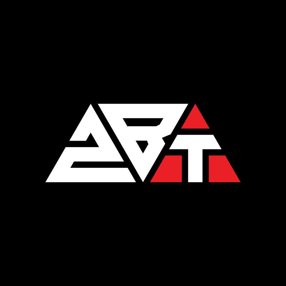design del logo della lettera triangolare zbt con forma triangolare. zbt triangolo logo design monogramma. modello di logo vettoriale triangolo zbt con colore rosso. zbt logo triangolare logo semplice, elegante e lussuoso. zbt
