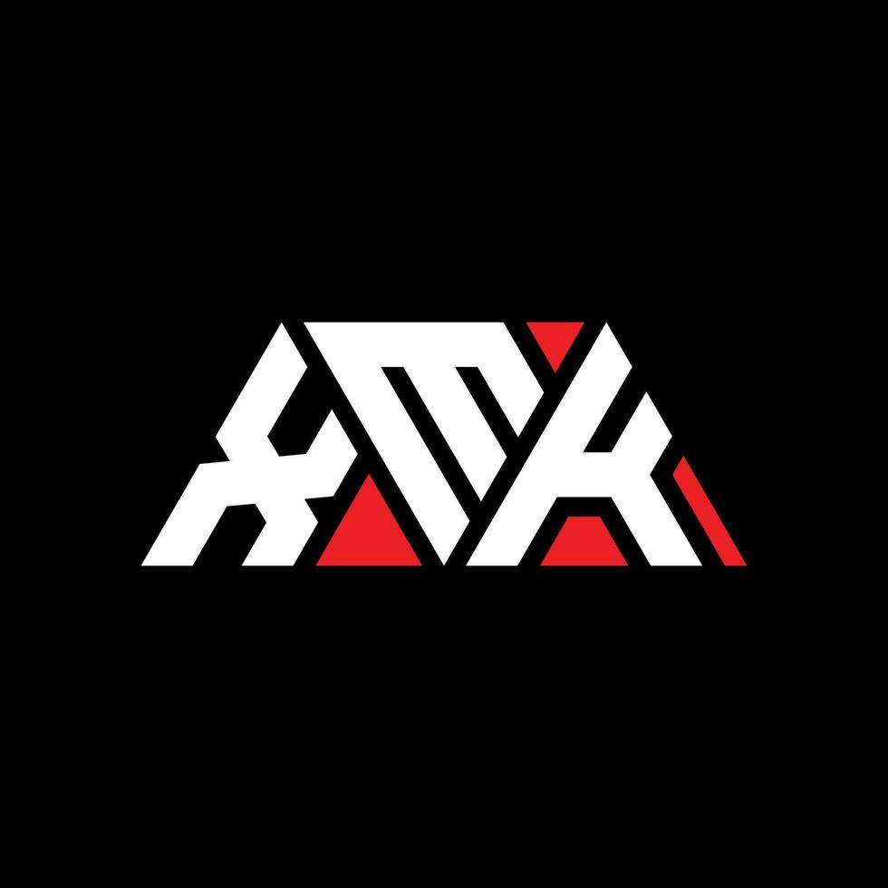 design del logo della lettera del triangolo xmk con forma triangolare. monogramma di design del logo del triangolo xmk. modello di logo vettoriale triangolo xmk con colore rosso. logo triangolare xmk logo semplice, elegante e lussuoso. xmk