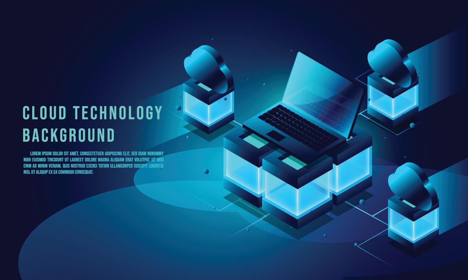 archiviazione dati cloud illustrazione infografica isometrica 3d, layout pagina di destinazione, modello web vettoriale, concetto di tecnologia cloud vettore