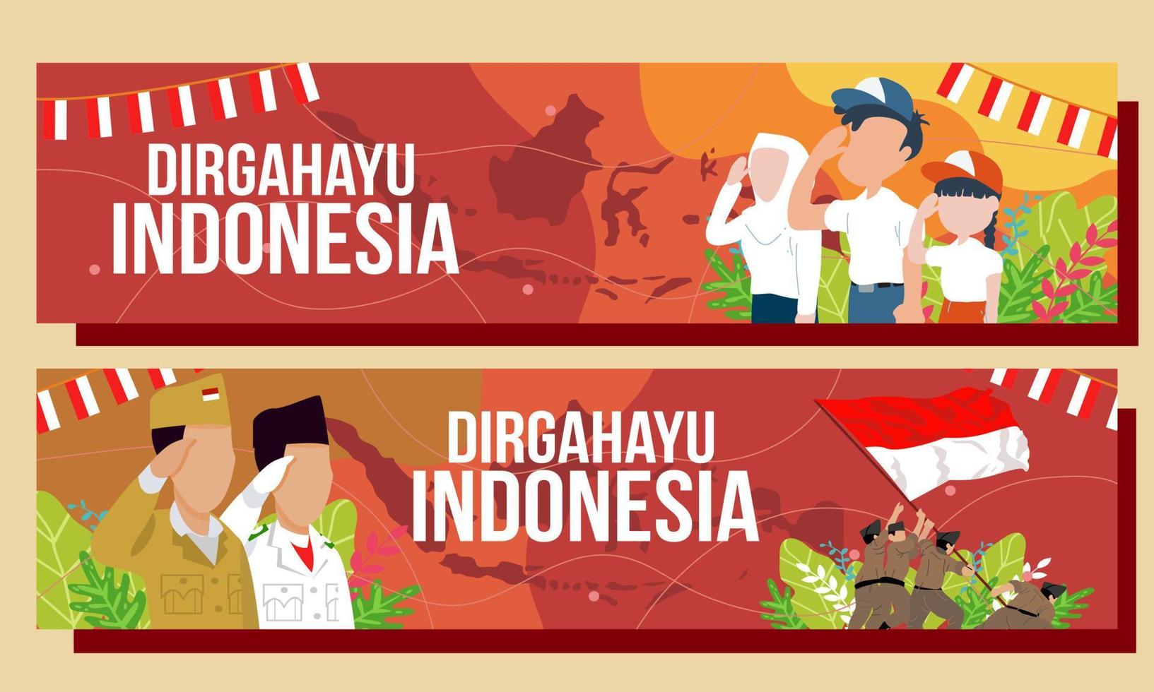 banner con testo dirgahayu indonesia significa giorno dell'indipendenza dell'indonesia vettore