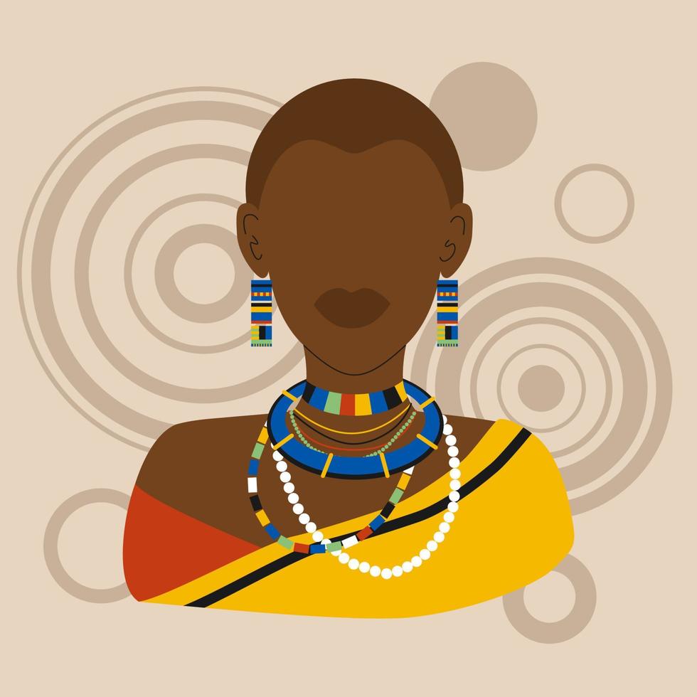 illustrazione vettoriale colorata della ragazza della tanzania. donna africana.