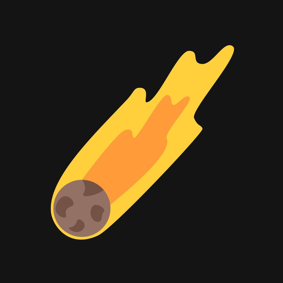 cometa vettoriale con coda di fuoco. asteriodo.