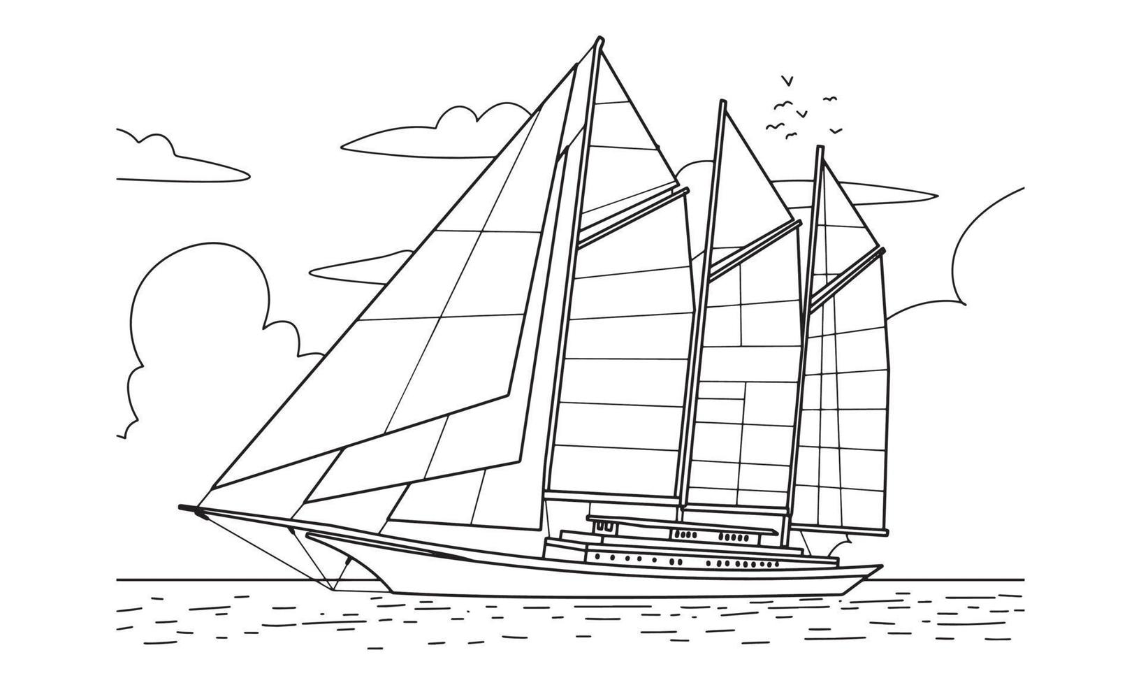 illustrazione di arte della linea di schizzo della barca veloce vettore