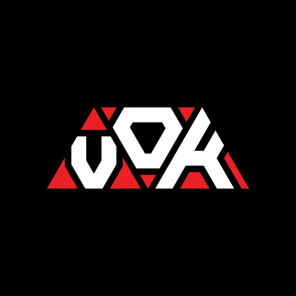 design del logo della lettera triangolo vok con forma triangolare. monogramma di design del logo del triangolo vok. modello di logo vettoriale triangolo vok con colore rosso. logo triangolare vok logo semplice, elegante e lussuoso. vok