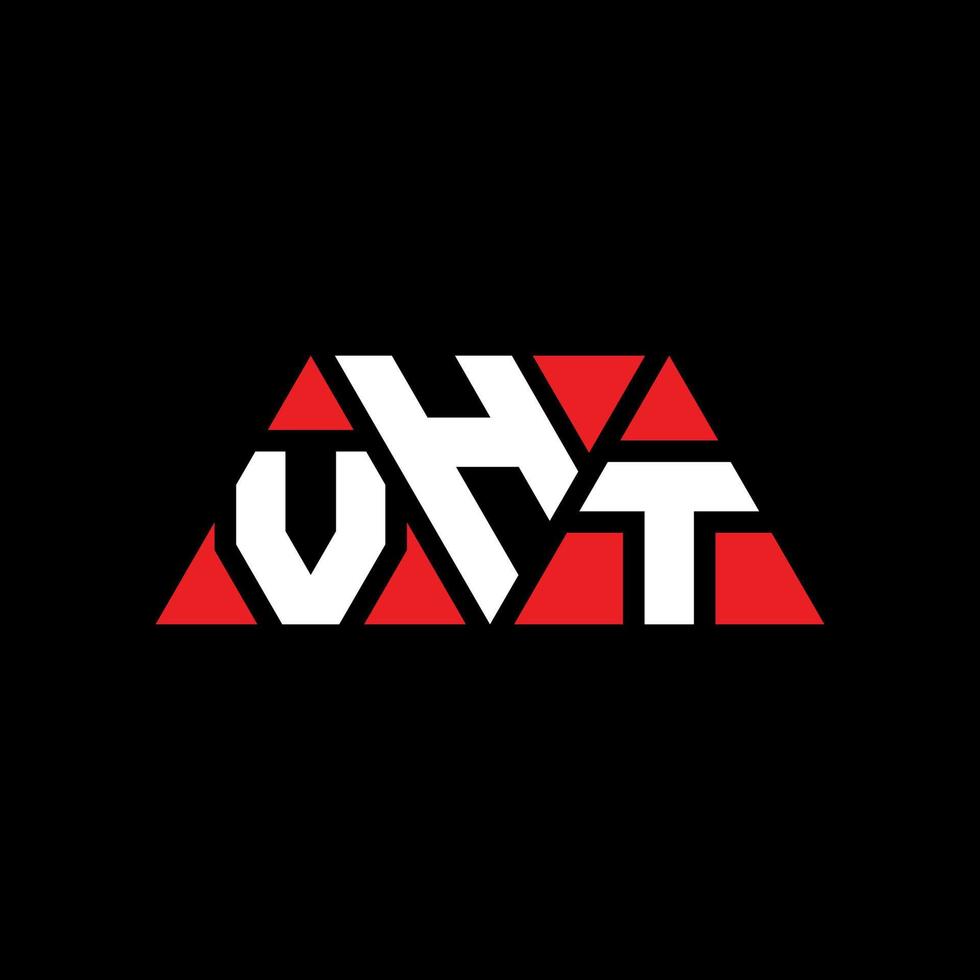 design del logo della lettera del triangolo vht con forma triangolare. vht triangolo logo design monogramma. modello di logo vettoriale triangolo vht con colore rosso. vht logo triangolare logo semplice, elegante e lussuoso. vt