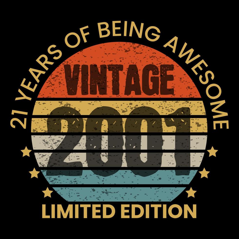 Design vintage di 21 anni per t-shirt vettore