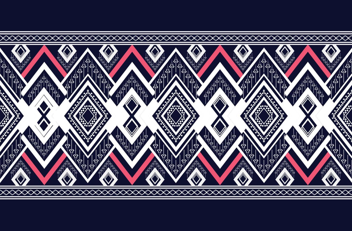 ricamo a trama etnica geometrica senza cuciture con sfondo blu scuro design utilizzato in carta da parati, gonna, moquette, carta da parati, abbigliamento, avvolgimento, batik, tessuto, foglio utilizzato nel vettore, illustrazione vettore