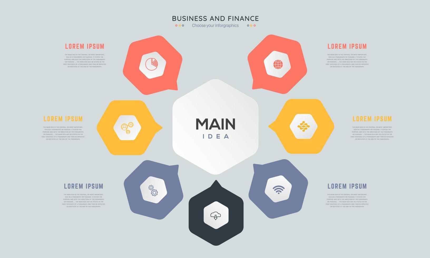 modello di progettazione infografica circolare con icone e opzioni o passaggi. concetto di affari. può essere utilizzato per diagramma di processo, presentazioni, layout del flusso di lavoro, banner, diagramma di flusso, affari e finanze vettore