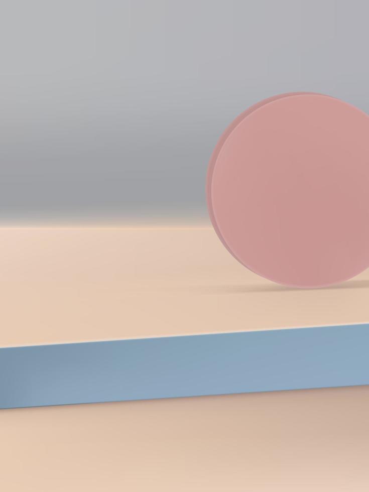 sfondo o piattaforma di visualizzazione del prodotto con geometria minima vettoriale, beige, azzurro e grigio chiaro vettore