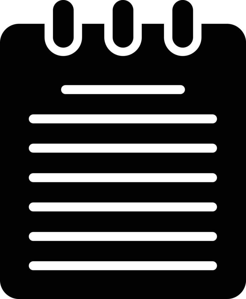 icona del glifo vettoriale del blocco note