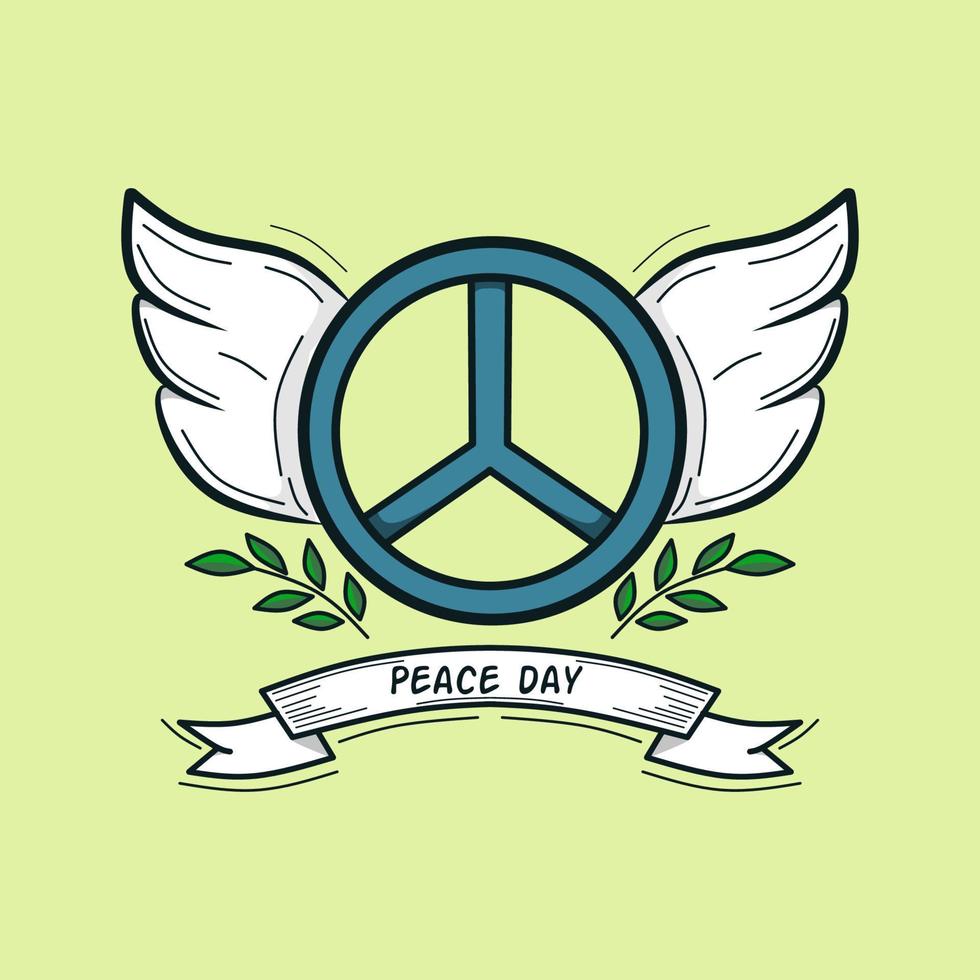 simbolo di pace con ali di colomba vettore