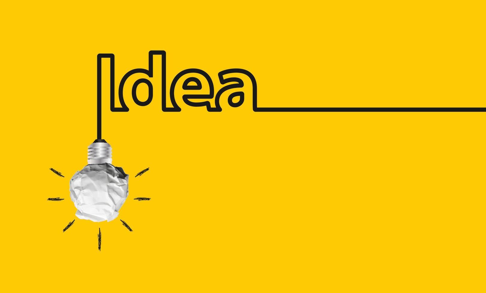 concetto di vettore idea creativa e innovazione con palla di carta. con pittura artistica di doodle