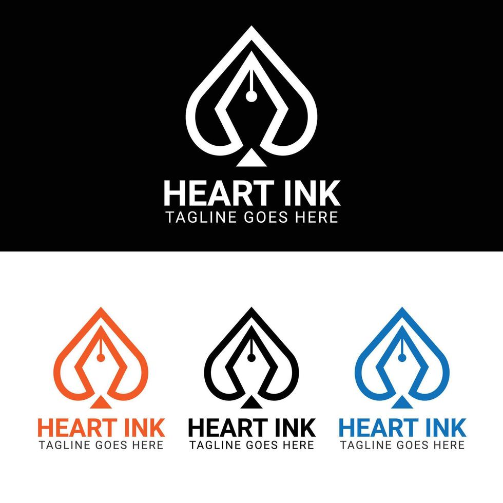 modello di logo con inchiostro a cuore vettore