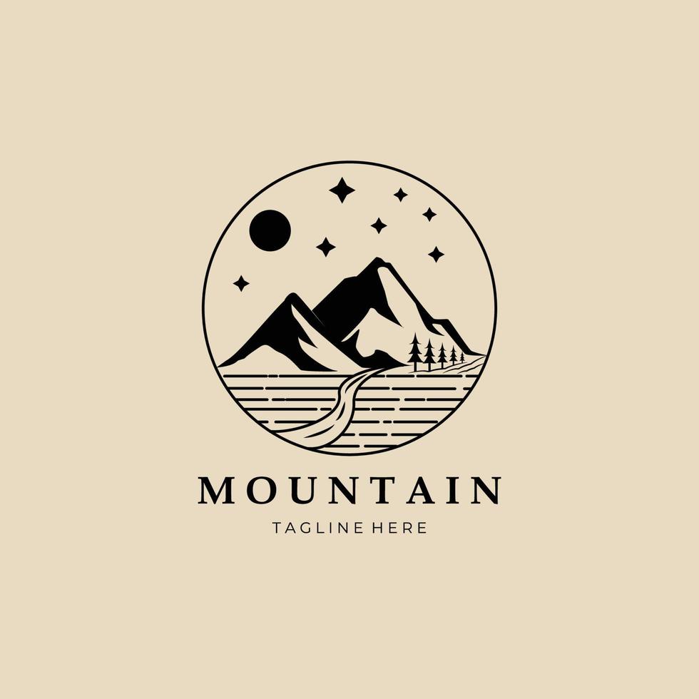 logo, icona e simbolo della linea di montagna, con disegno di illustrazione vettoriale emblema
