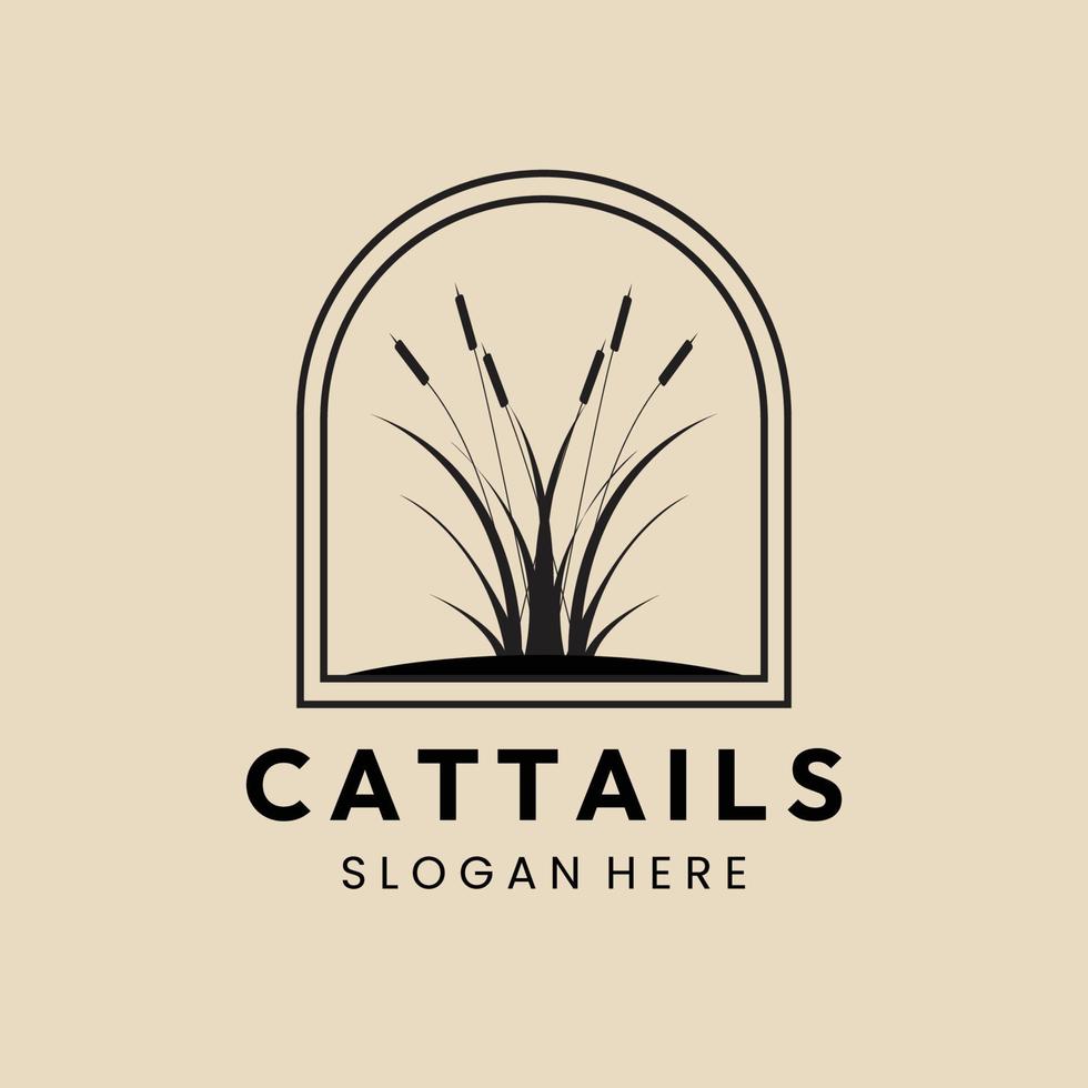 logo, icona e simbolo vintage cattails, con disegno di illustrazione vettoriale emblema