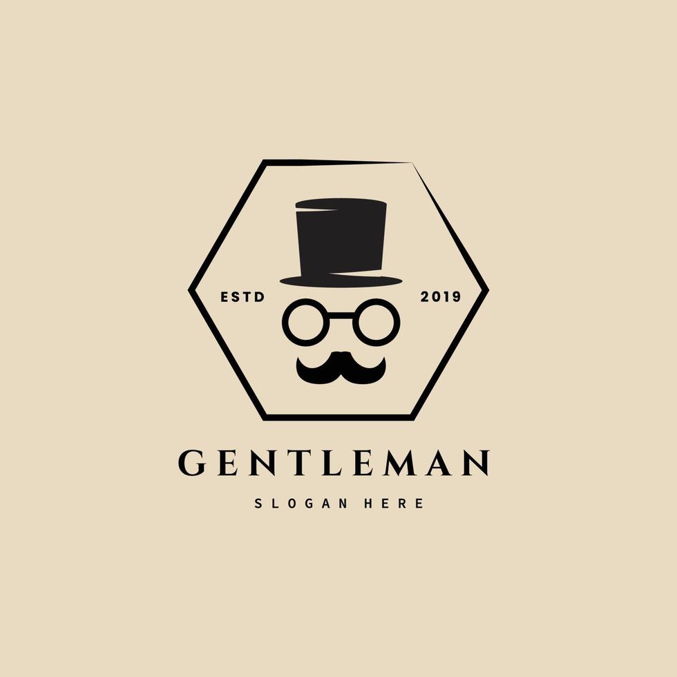 gentiluomo logo vintage, icona e simbolo, con disegno di illustrazione vettoriale emblema