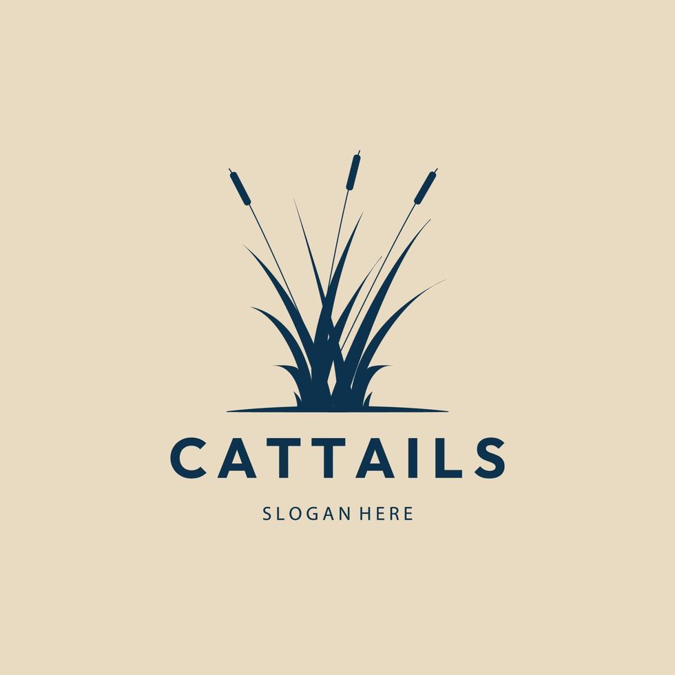 logo, icona e simbolo vintage cattails, con disegno di illustrazione vettoriale emblema