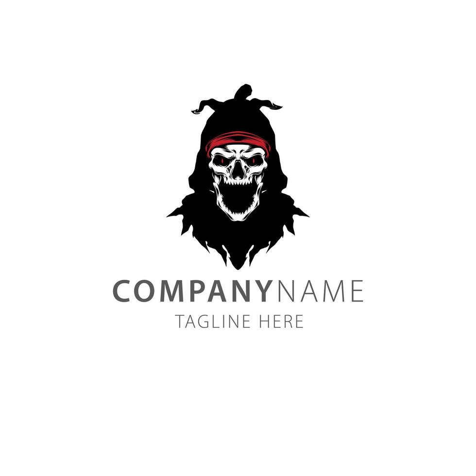 vettore del logo dell'illustrazione del grim reaper del cranio