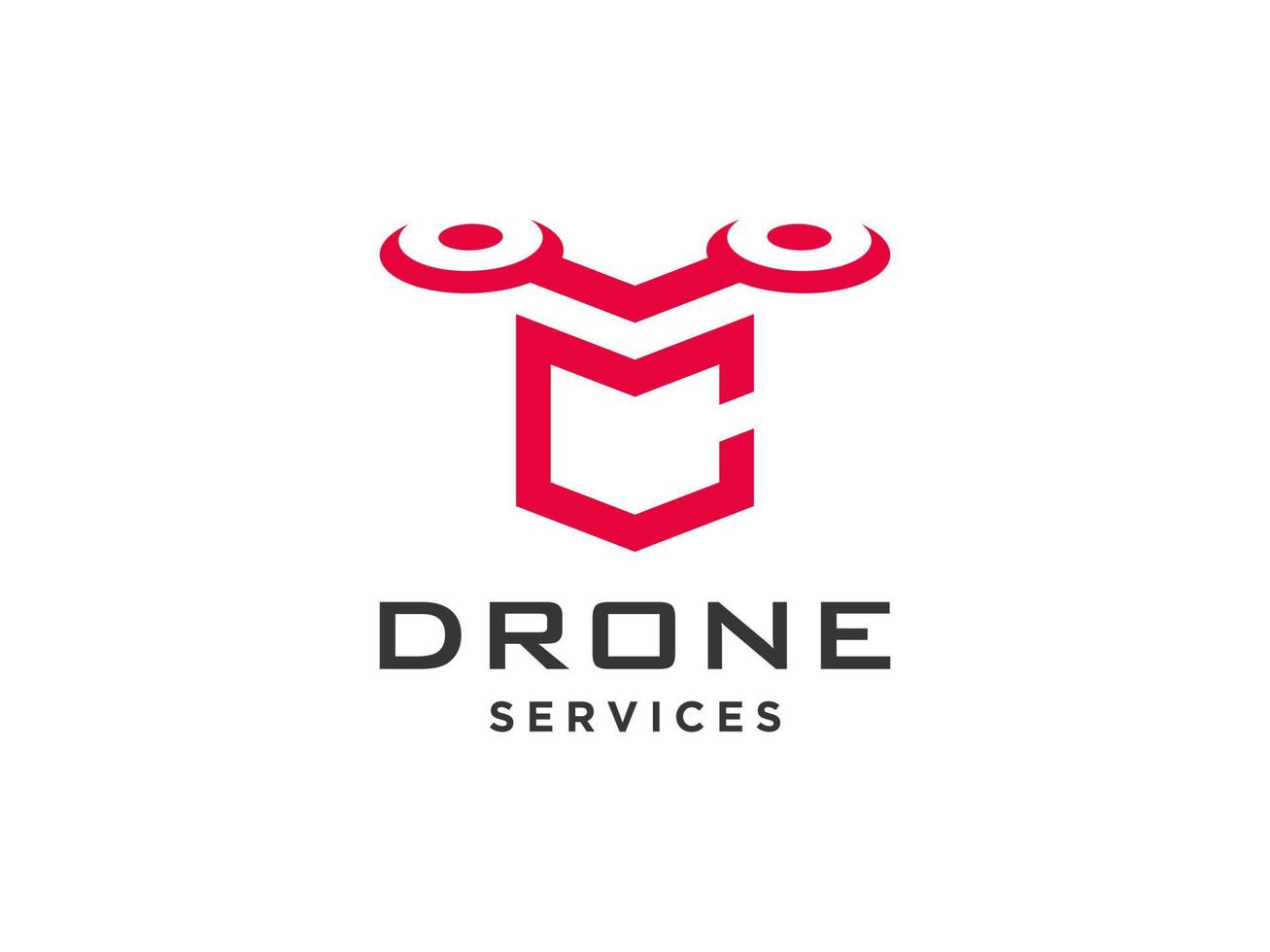 lettera c icona vettore modello logo drone. vettore di droni fotografici. icona vettore elicottero quad