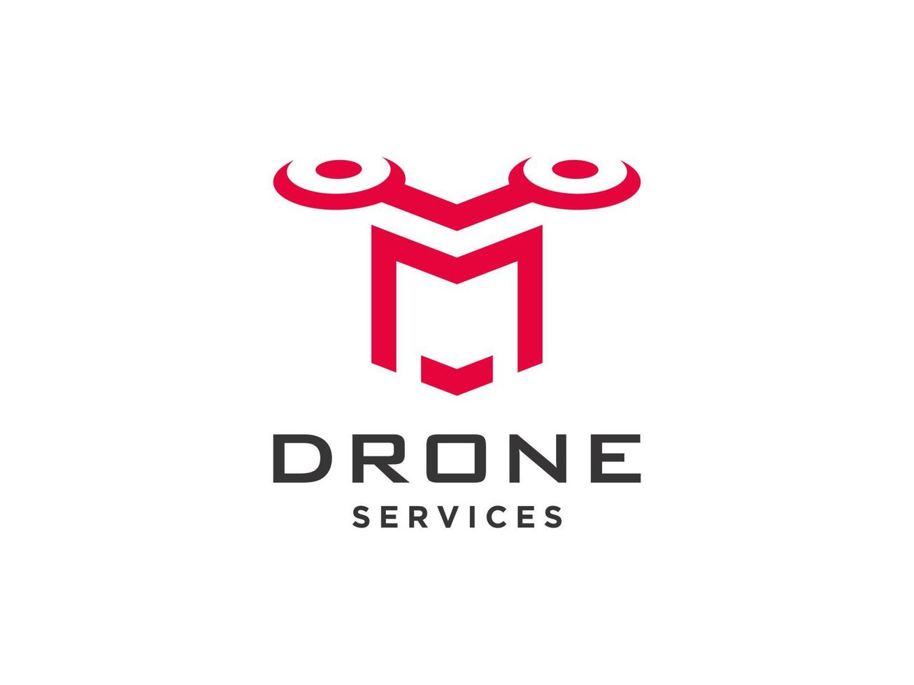 lettera m icona vettore modello logo drone. vettore di droni fotografici. icona vettore elicottero quad