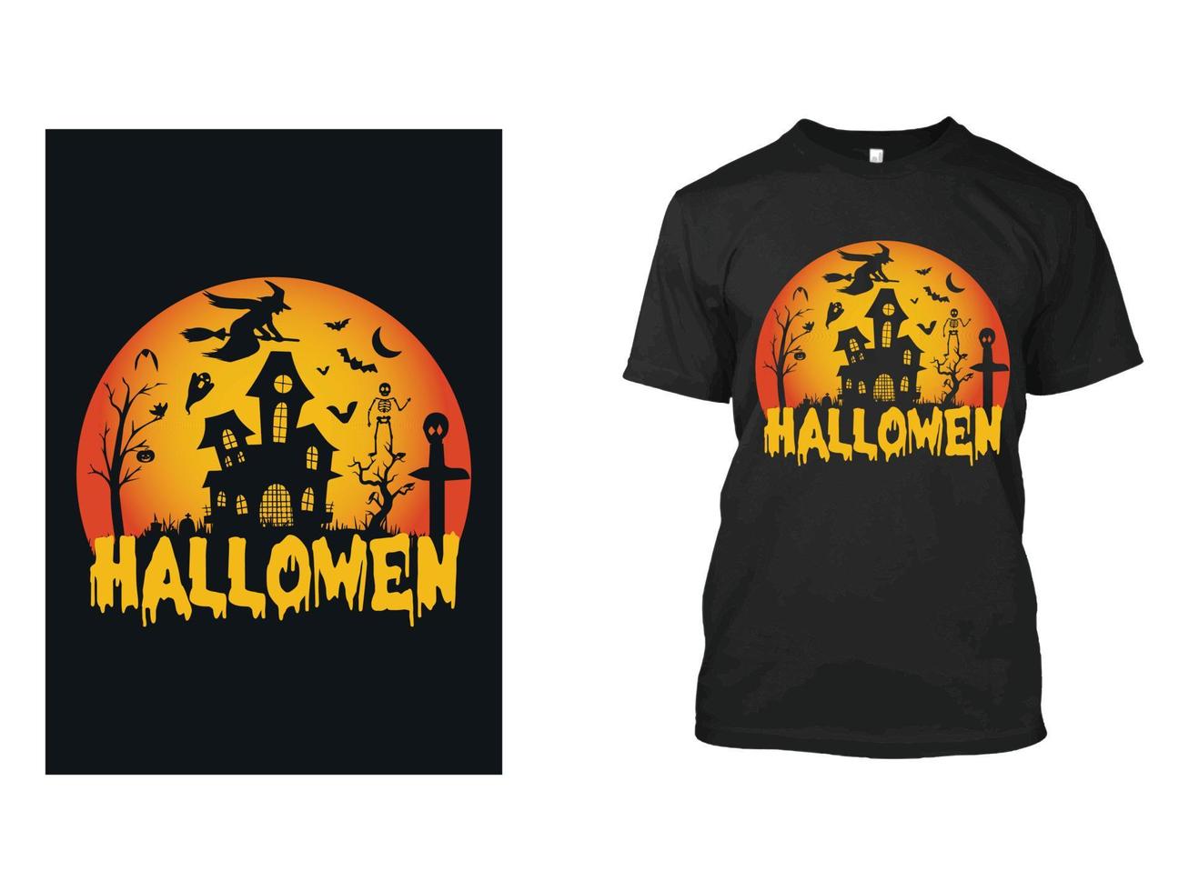 disegno della maglietta di halloween o dell'orrore vettore