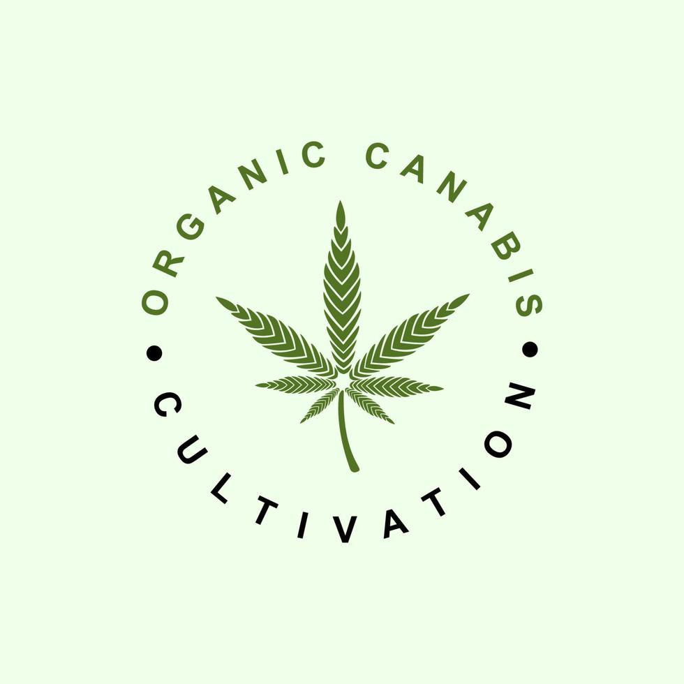 foglia di vaso di canapa marijuana cannabis in un vettore logo cerchio