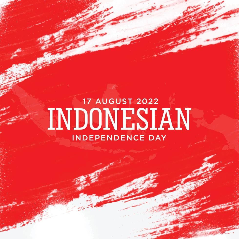 giorno dell'indipendenza dell'indonesia con sfondo rosso grunge design. il testo indonesiano significa longevità indonesia. buon modello per il design del giorno dell'indipendenza dell'indonesia. vettore