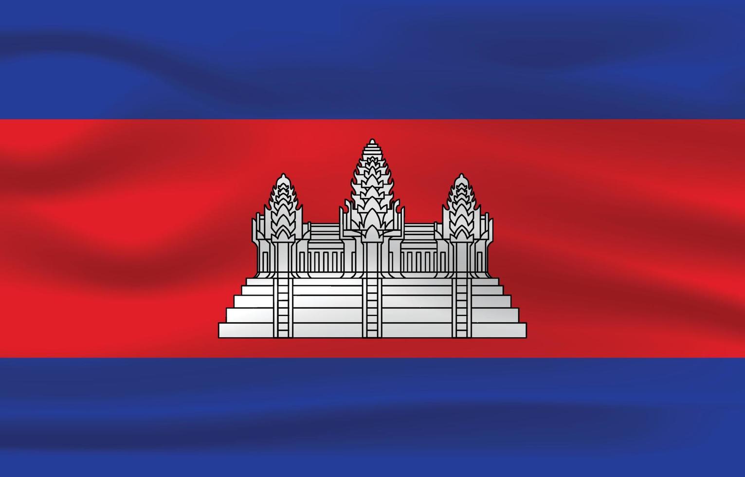 la realistica bandiera nazionale della Cambogia vettore