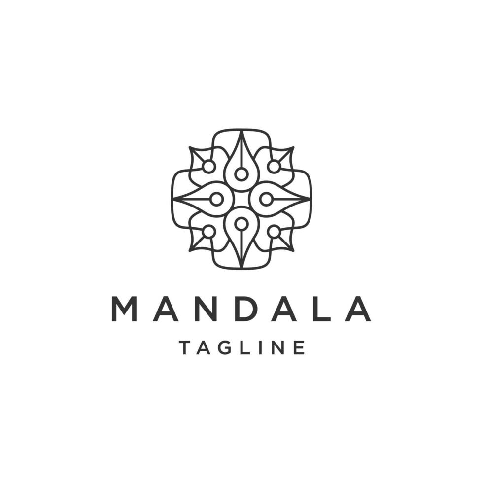 vettore piatto del modello di progettazione del logo della linea boutique della mandala