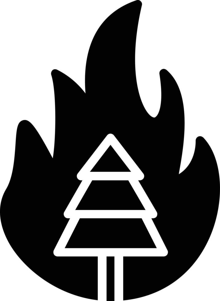 icona del glifo con albero in fiamme vettore