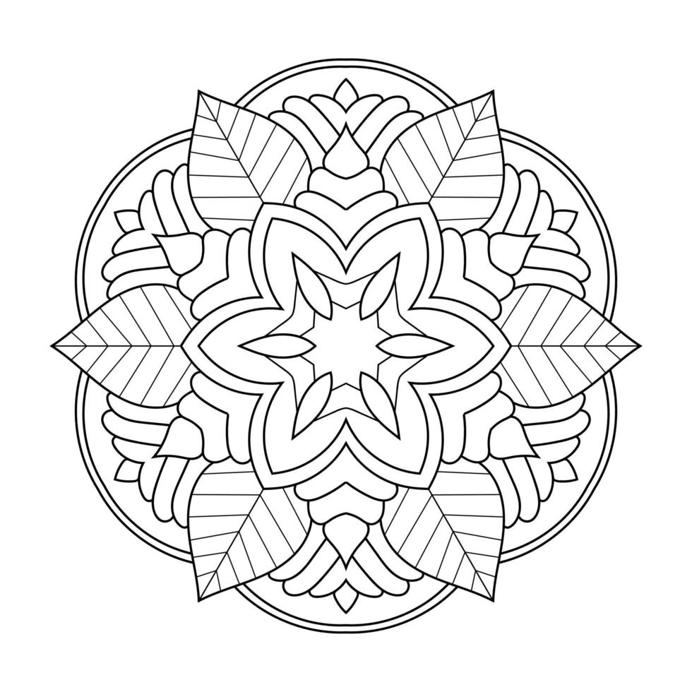 motivo floreale mandala con stile etnico arabo contorno floreale bianco e nero indiano art vettore